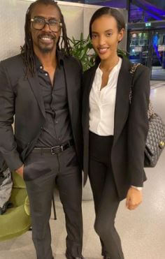 Aliou Cisse with his daughter Chelsy.